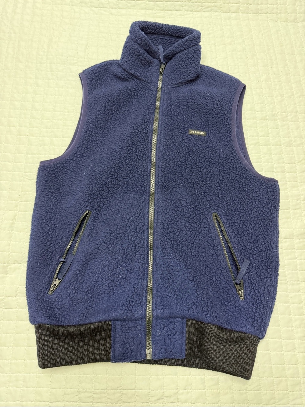 Filson Sherpa Fleece Vest Size S Blue Full Zip Outdoor